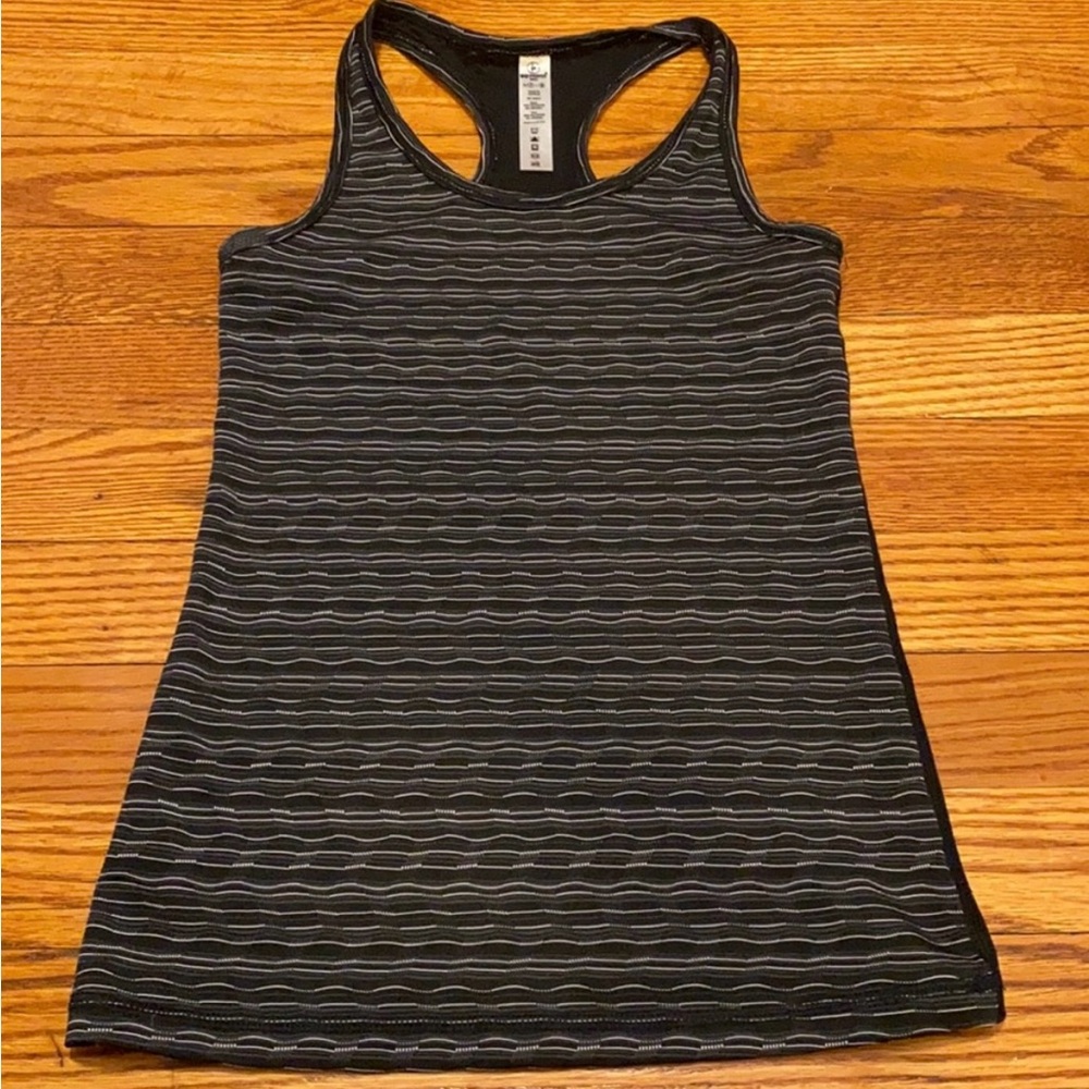 90 Degree By Reflex Black and Gray Striped Tank Top